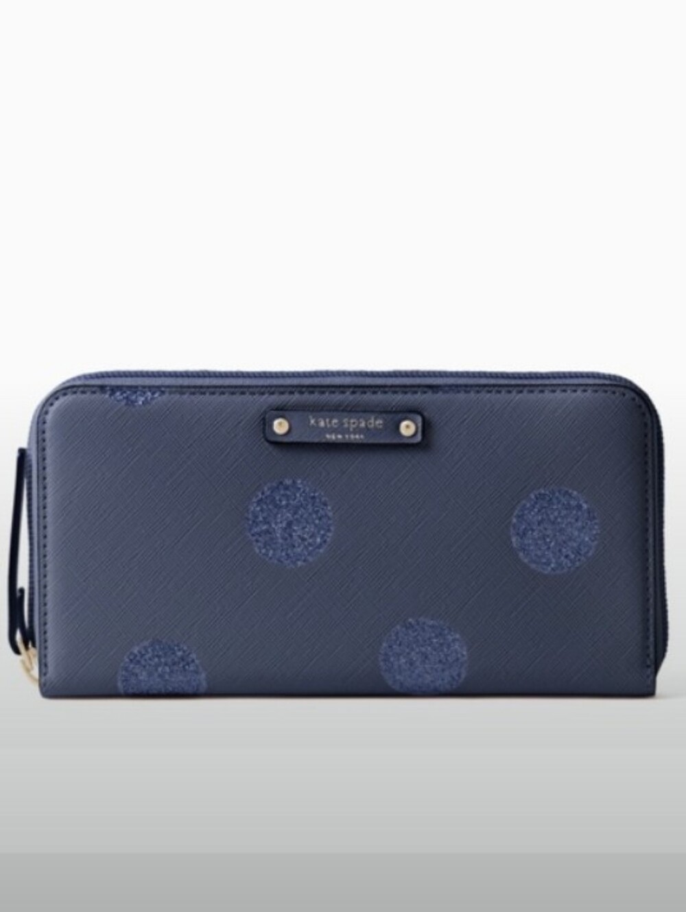 Kate Spade-Haven Lane Neda Glitter Polkadot Zip Long Wallet 💙